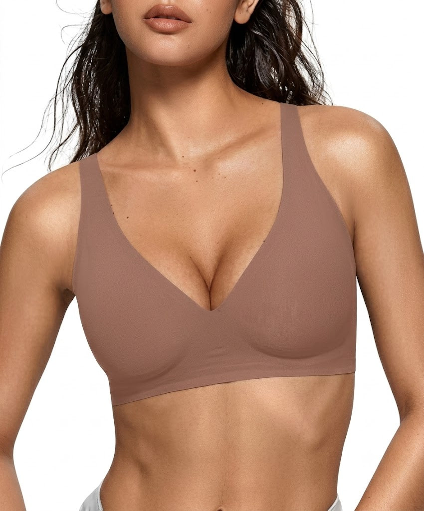 Women'S Wire-Free Seamless Leopard Print Bra Soft Support Full Cup Thin Mold Bra Beautiful and Breathable Supportive plus up Bra